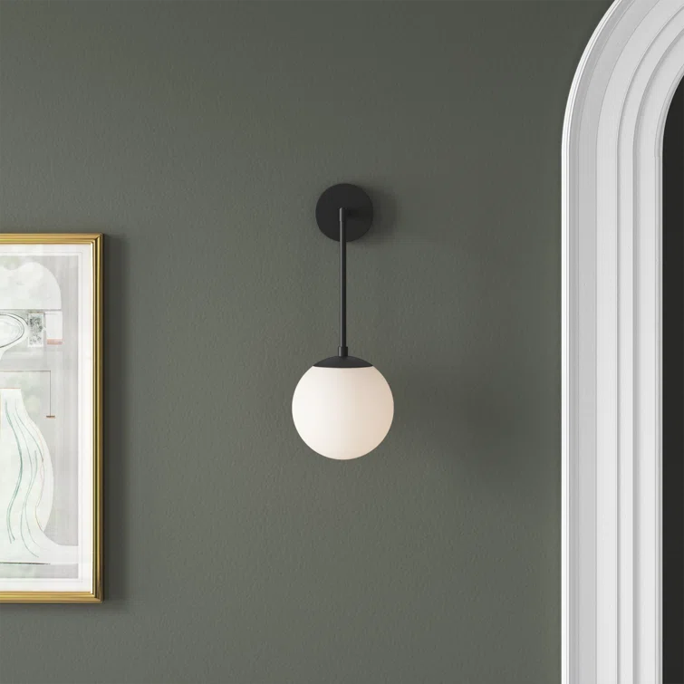 Nathanson Single Light Glass Dimmable Armed Sconce