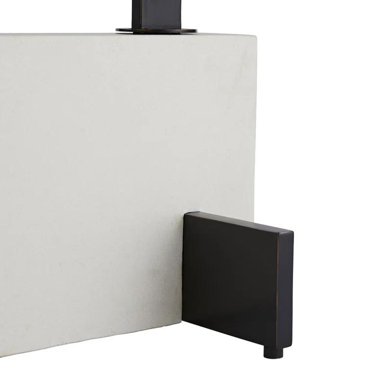 Piloti 76" Arched Faux Marble Base Floor Lamp with Linen Shade