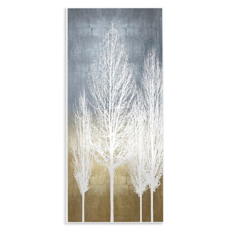 Stupell Industries Tall Tree Silhouettes Abstract White Forest Over Pattern by - Graphic Art | Wayfair