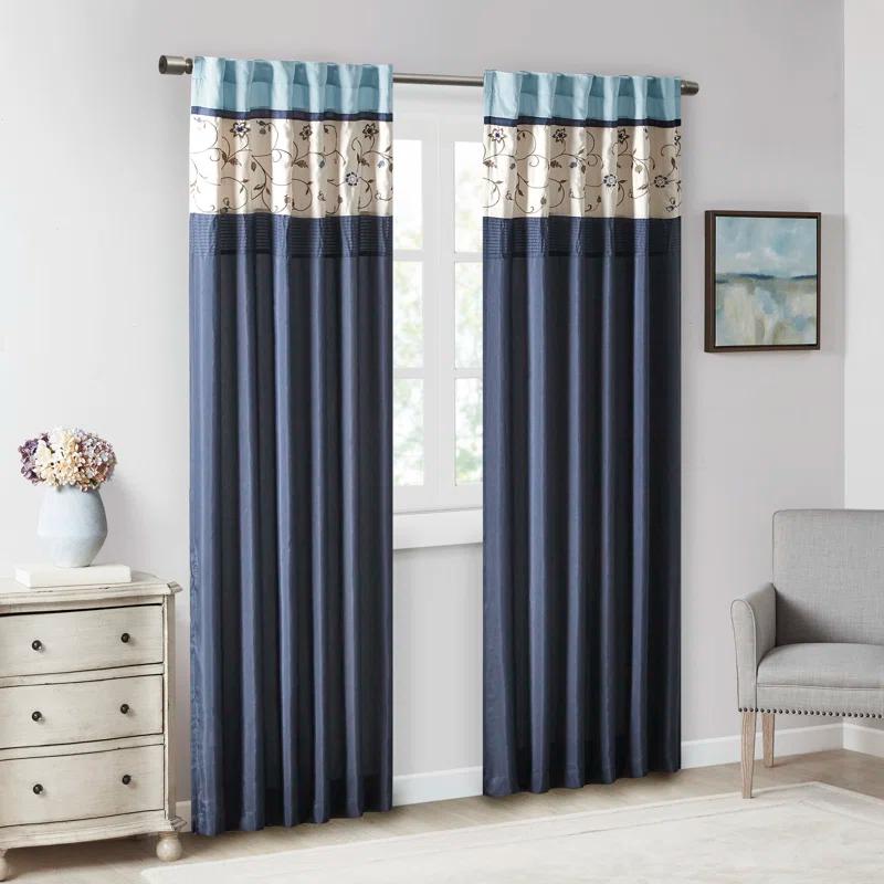 Madison Park Serene Embroidered Curtain Panel