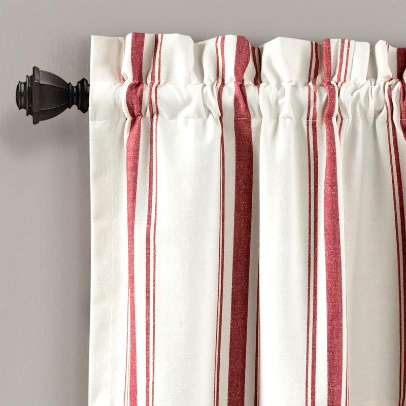 Lush Decor Farmhouse Stripe Striped Ruffled 52'' W Window Valance