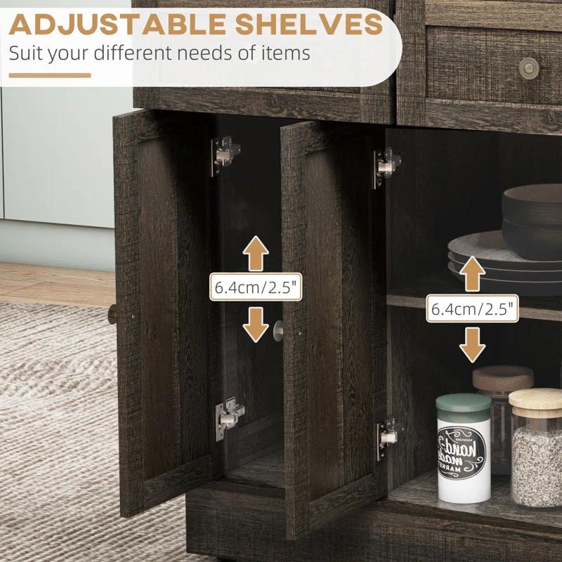 Latitude Run® Triple-Cabinet Kitchen Island On Wheels, Kitchen Storage Cabinet