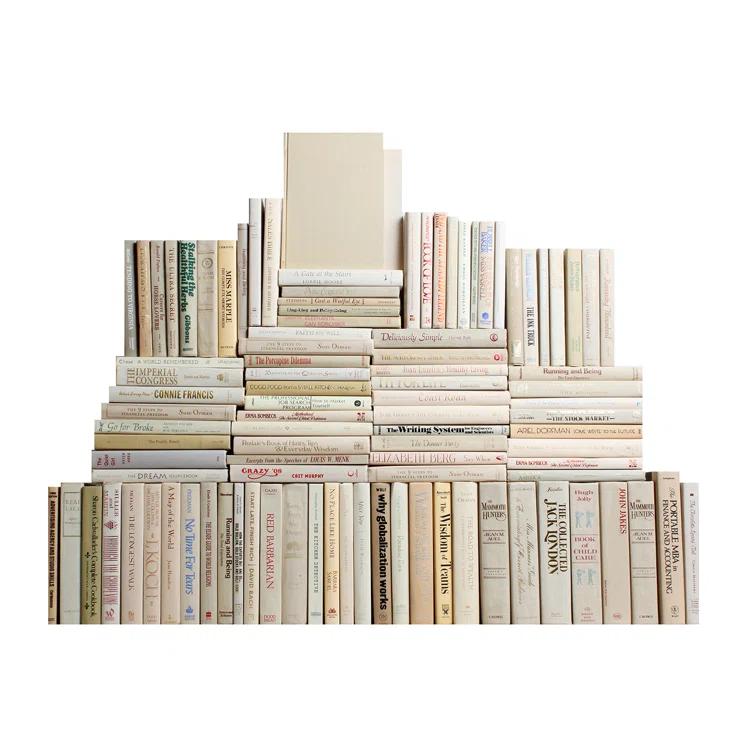 Modern Off-White Hardback Book Wall Decor Set of 100