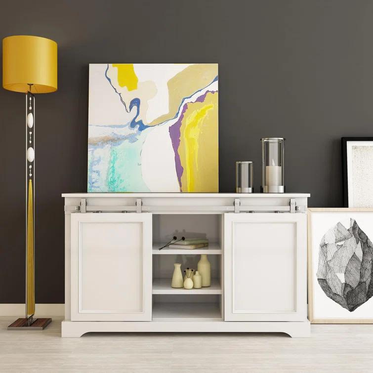 Architectural Products by Outwater L.L.C. Solid Steel Mini Sliding Rolling Barn Door Hardware Kit for Double Wood Doors