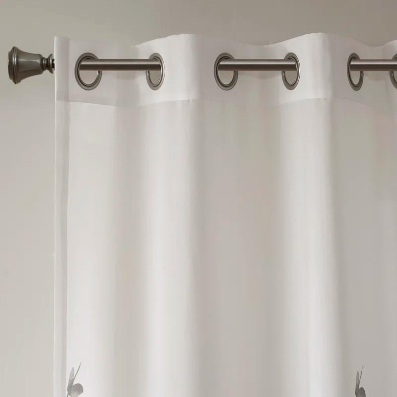 Madison Park Cecily Floral Printed Burnout Sheer Grommet Single Curtain Panel