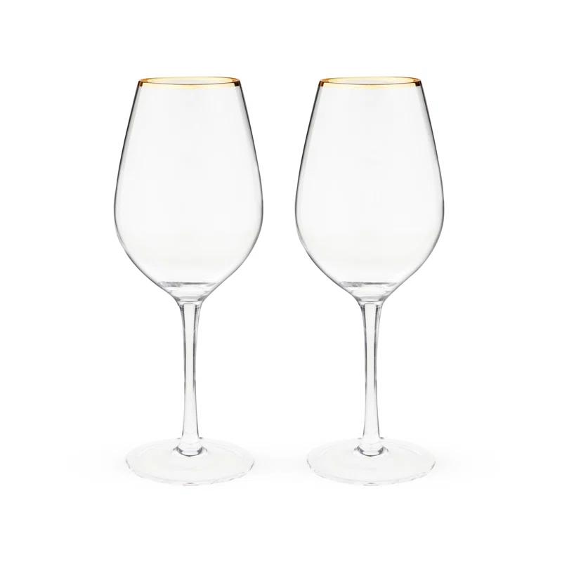 Twine Gilded Stemmed Wine Glasses (Set of 2)