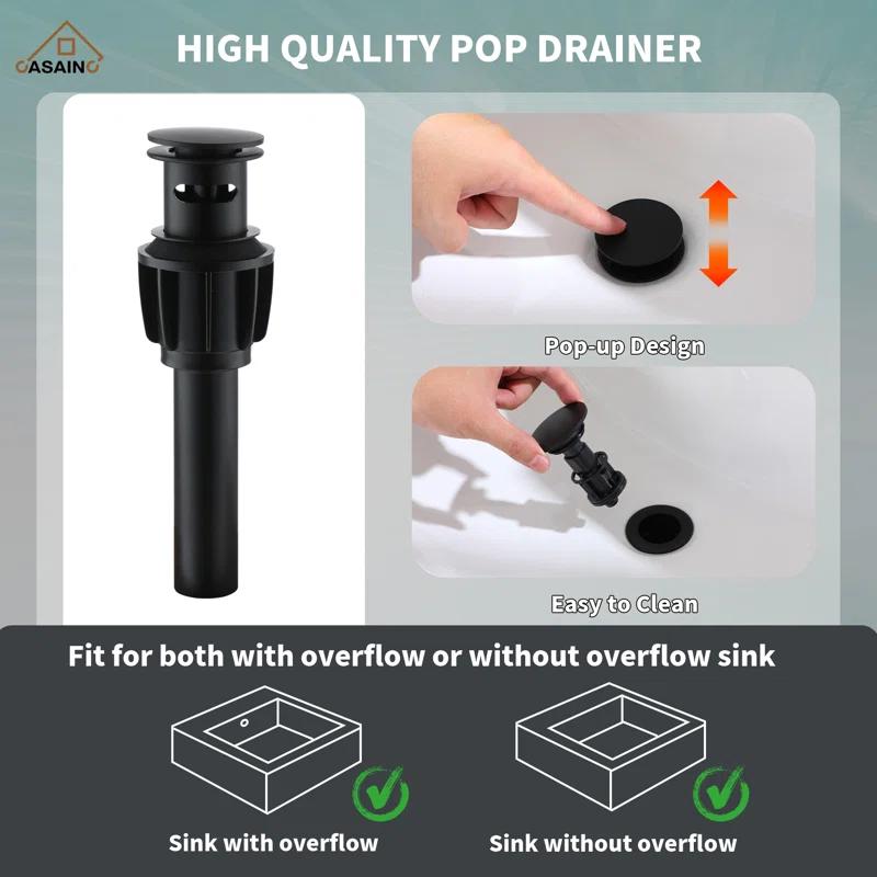 CASAINC KCLT0036MB Willow 2-handle Black Bathroom Sink Faucet with LED Temperature Color
