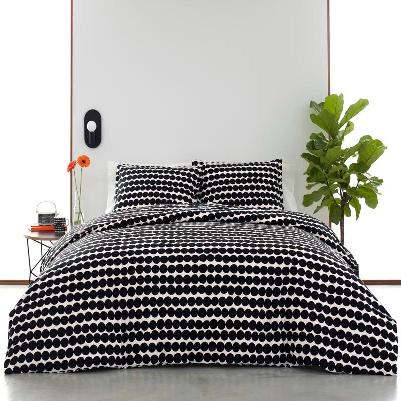 Marimekko Rasymatto Black Cotton Comforter Set & Reviews | Wayfair
