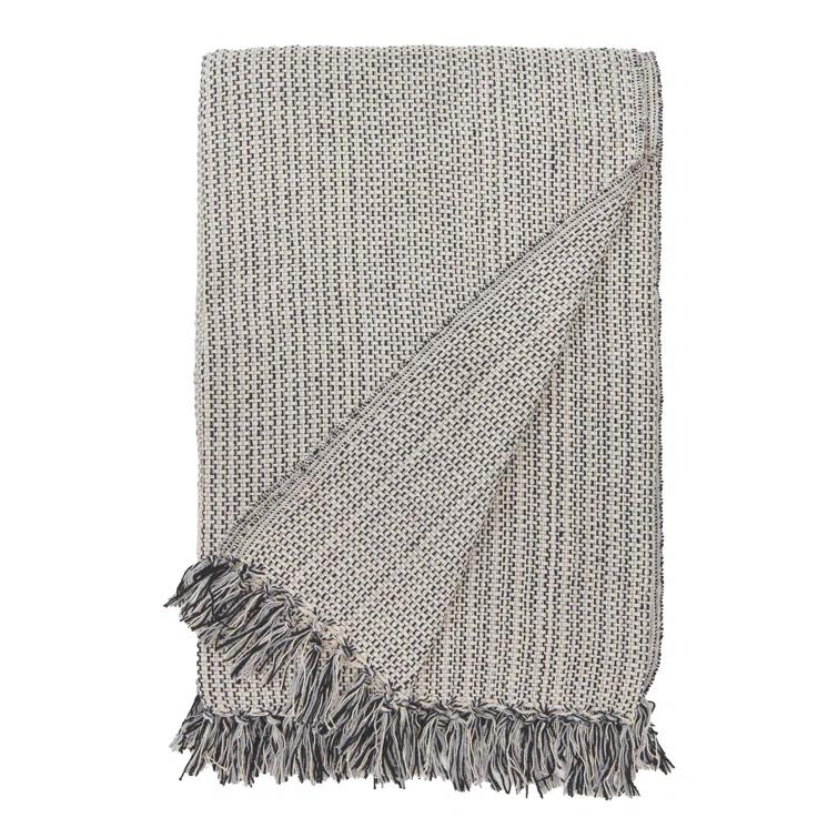 James Cotton Oversized Throw by Pom Pom at Home - Ivory and Charcoal