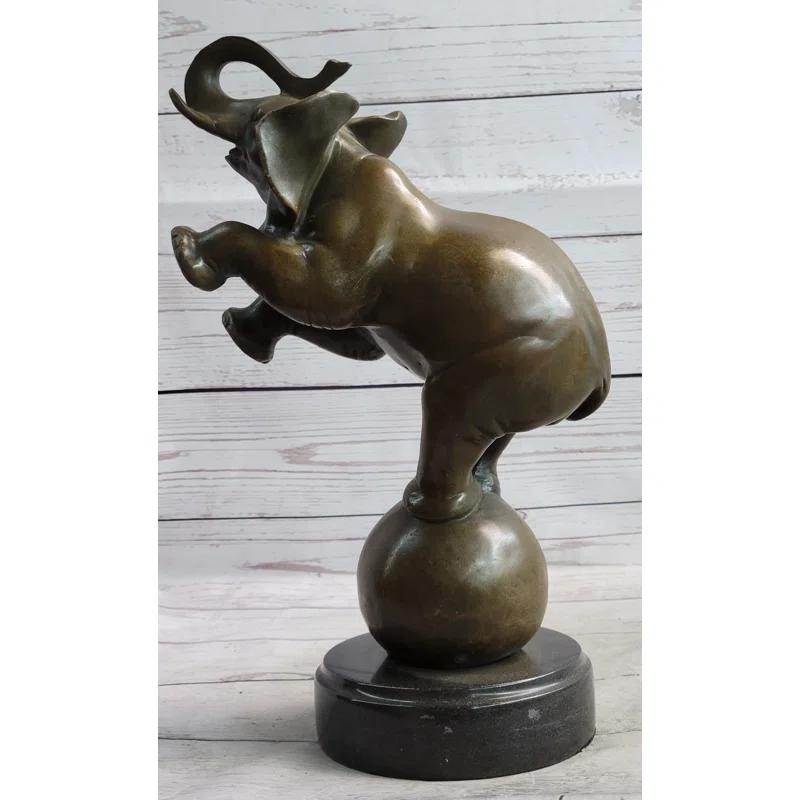 Bungalow Rose Arosh Bronze Sculpture Statue Figure Circus Elephant Balancing On Ball
