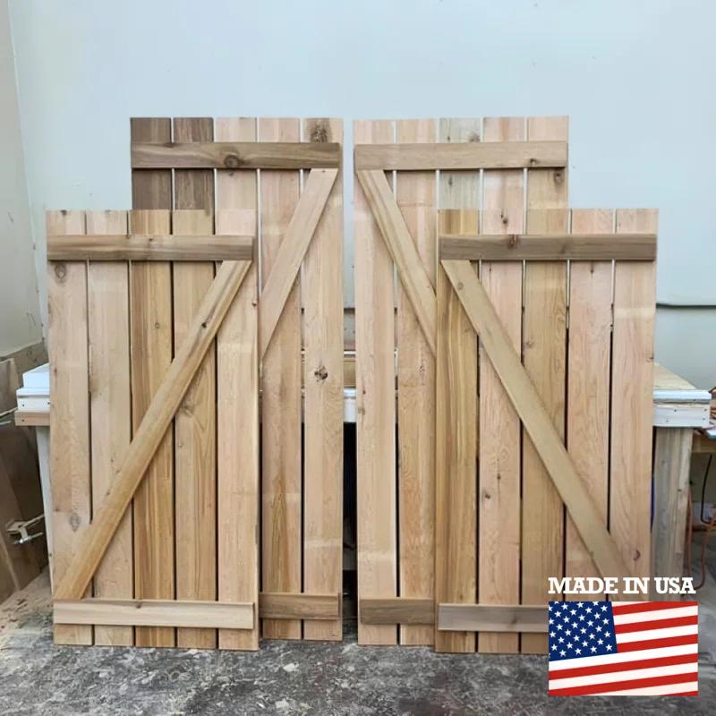 Ekena Millwork TimberCraft 5 3/8" Boards Joined Board-n-Batten Shutters w/Z-Bar, Western Red Cedar (Per Pair) (Set of 2)