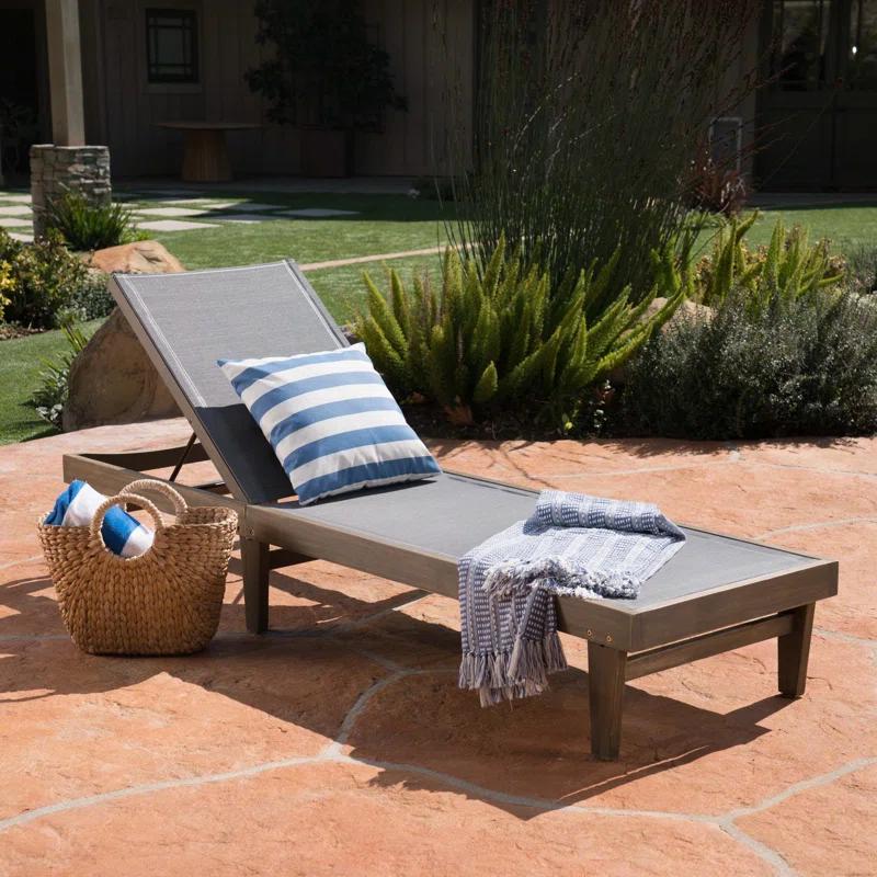 Gracie Oaks Outdoor Patio Chaise Lounge with Cushion