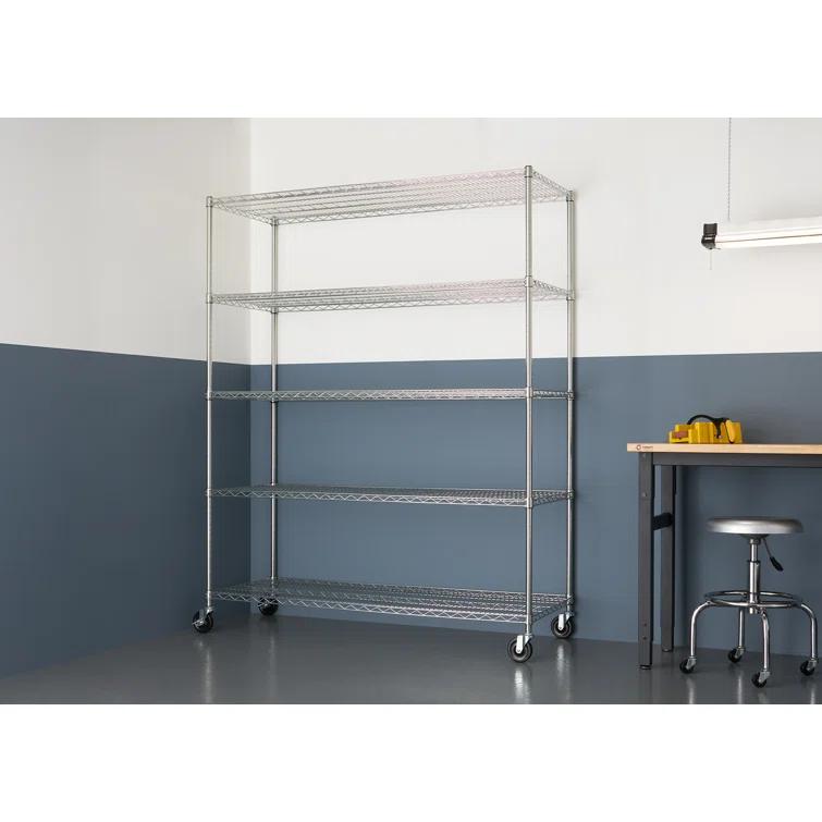Trinity TRINITY EcoStorage 5-Tier NSF Rolling Steel Wire Shelving Unit w/ Wheels (60 in. W x 24 in. D)