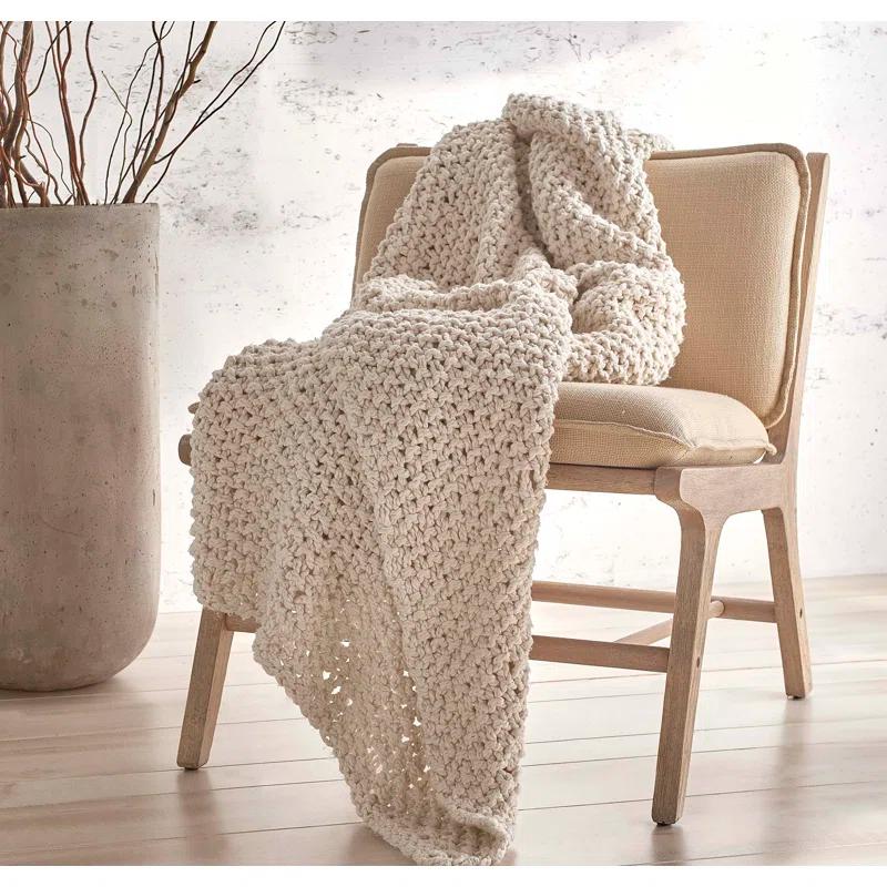 Pure Chunky Cotton Knitted Throw