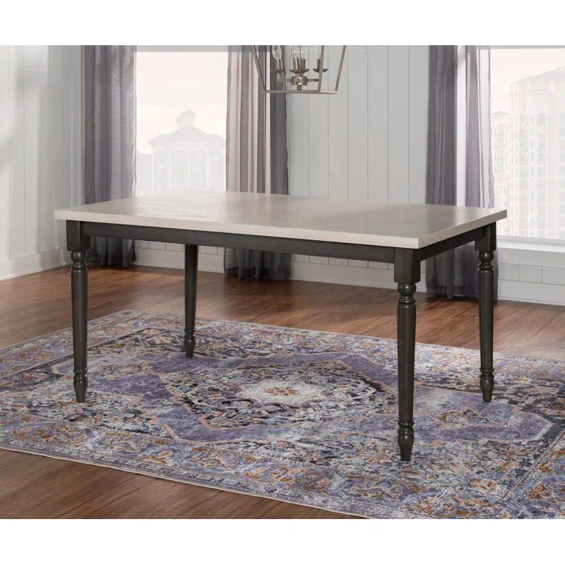 Io 60" Two Tone Solid Wood Farmhouse Dining Table