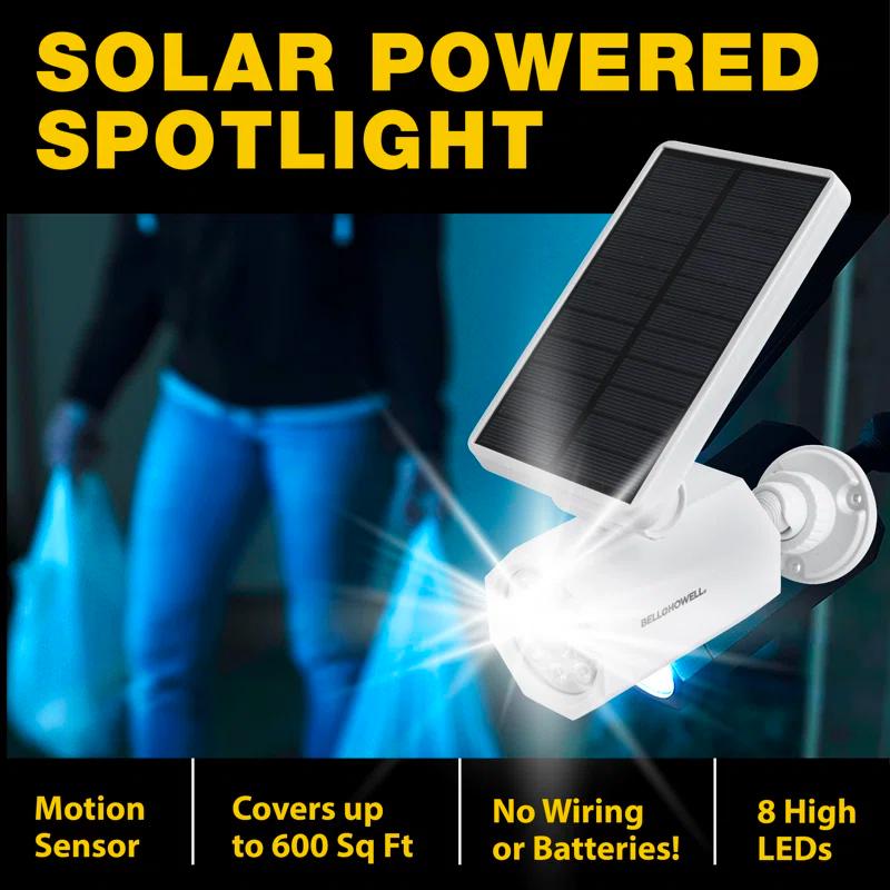 Bell + Howell LED Solar Powered Dusk to Dawn Outdoor Security Spotlight with Motion Sensor and Timer
