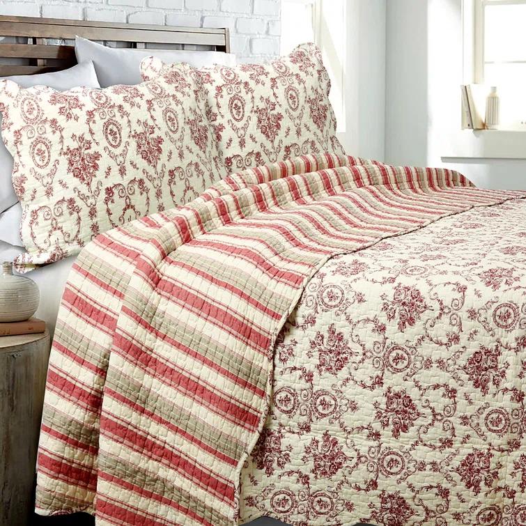 Cozy Line Home Fashion French Medallion Farmhouse / Country Cotton Medallion Quilt Set
