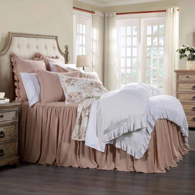 HiEnd Accents Luna Washed Linen Romantic Classic Chic Casual Modern Rustic Farmhouse Bedspread Set
