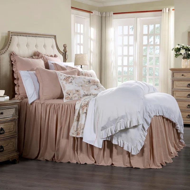 HiEnd Accents Luna Washed Linen Romantic Classic Chic Casual Modern Rustic Farmhouse Bedspread Set