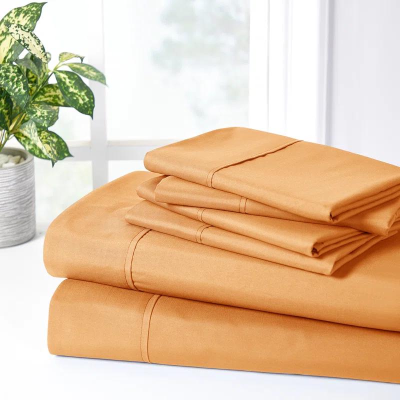 Bed Bath Fashions Bibb Home 2000 Count 6-Piece Rayon From Bamboo Sheet Set with Snug Grip & Reviews | Wayfair