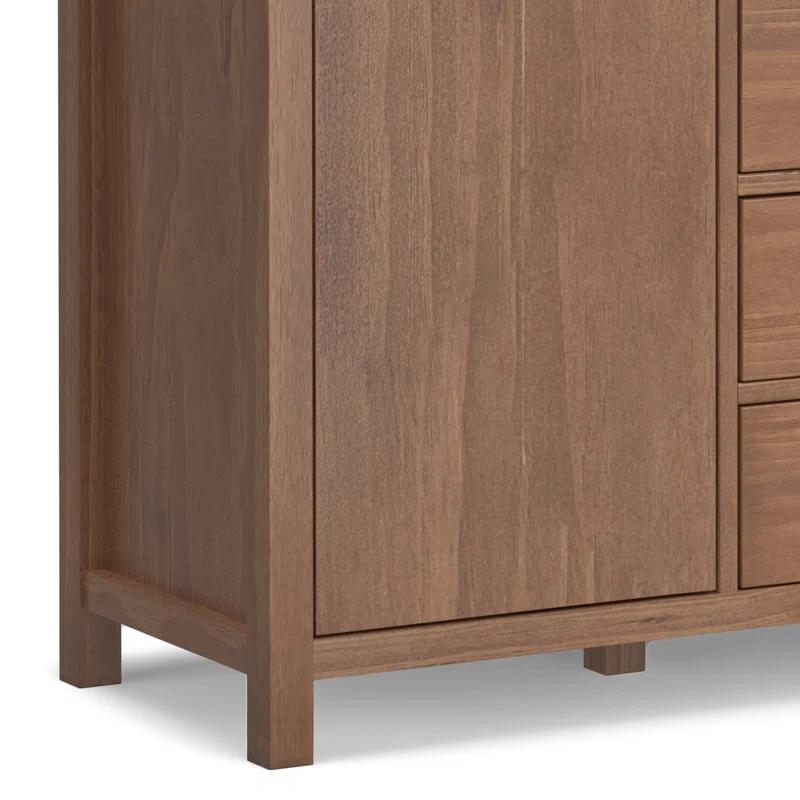 Simpli Home Hollander SOLID WOOD and Pine 54 inch x 18 inch Rectangle Contemporary Sideboard Buffet in Medium Saddle Brown