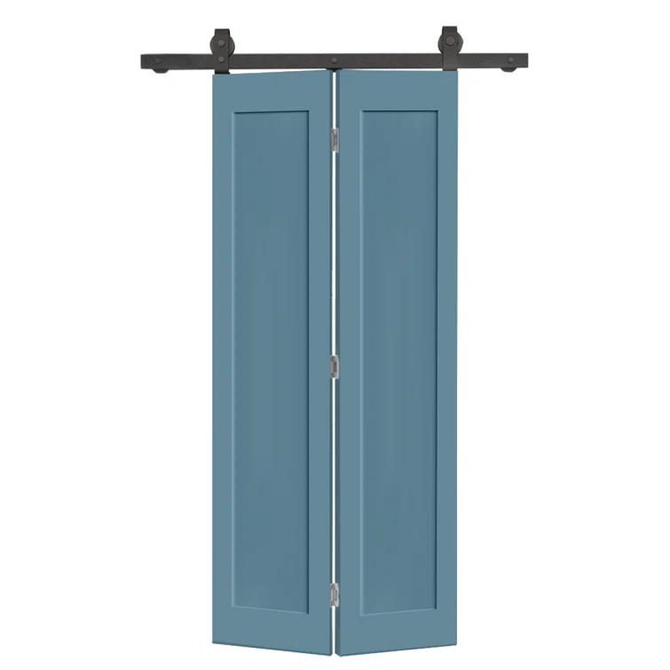 Calhome 1 Panel Shaker Composite Bi-Fold Door with Sliding Barn Door Hardware Kit