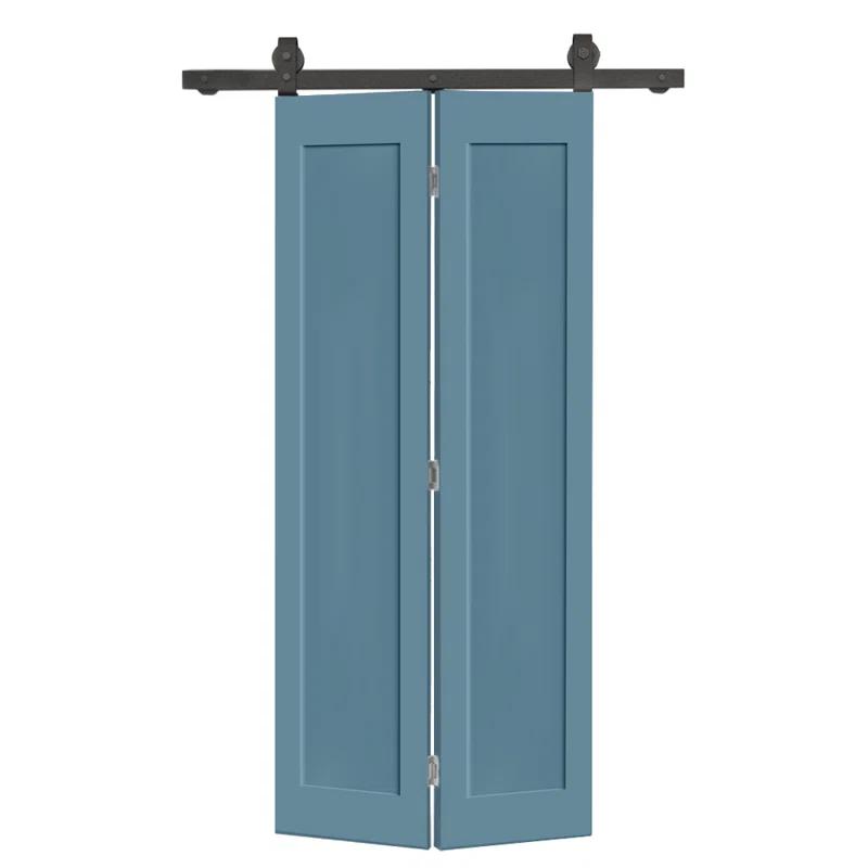 Calhome 1 Panel Shaker Composite Bi-Fold Door with Sliding Barn Door Hardware Kit