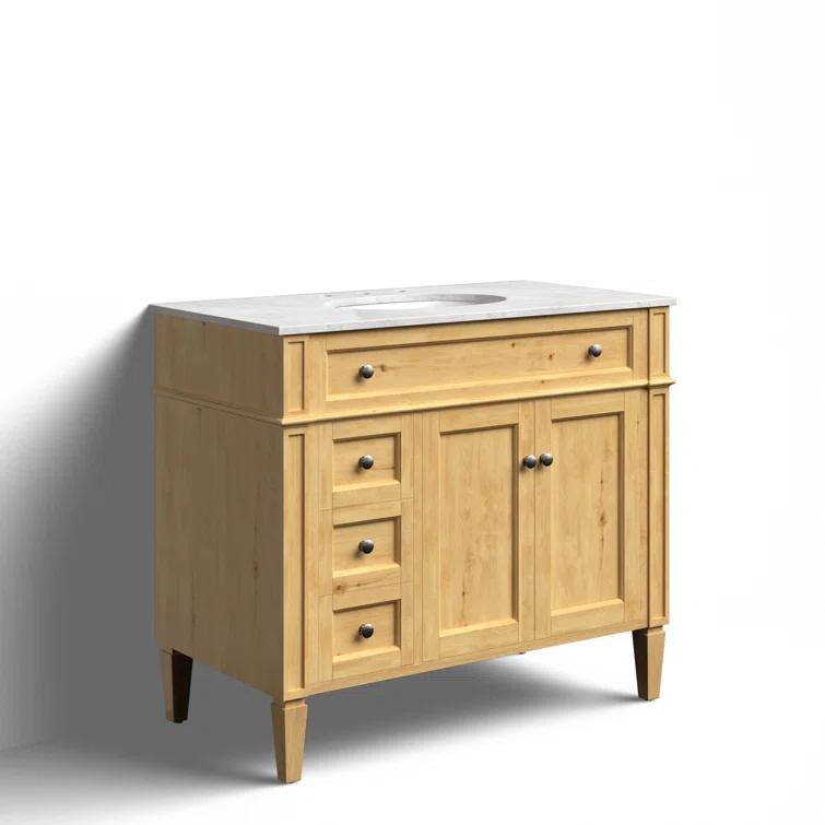 Rivers 40" Free-Standing Single Bathroom Vanity Set with Marble Vanity Top