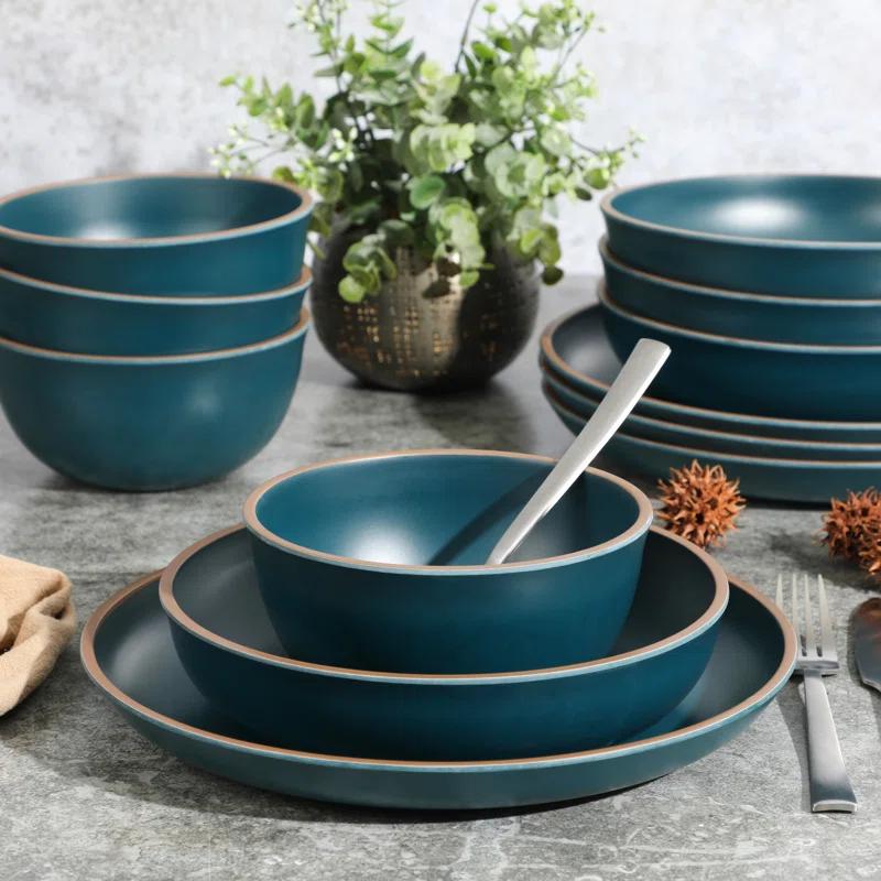 Gibson Gibson Home Rockabye 12 Piece Double Bowl Melamine Dinnerware Set