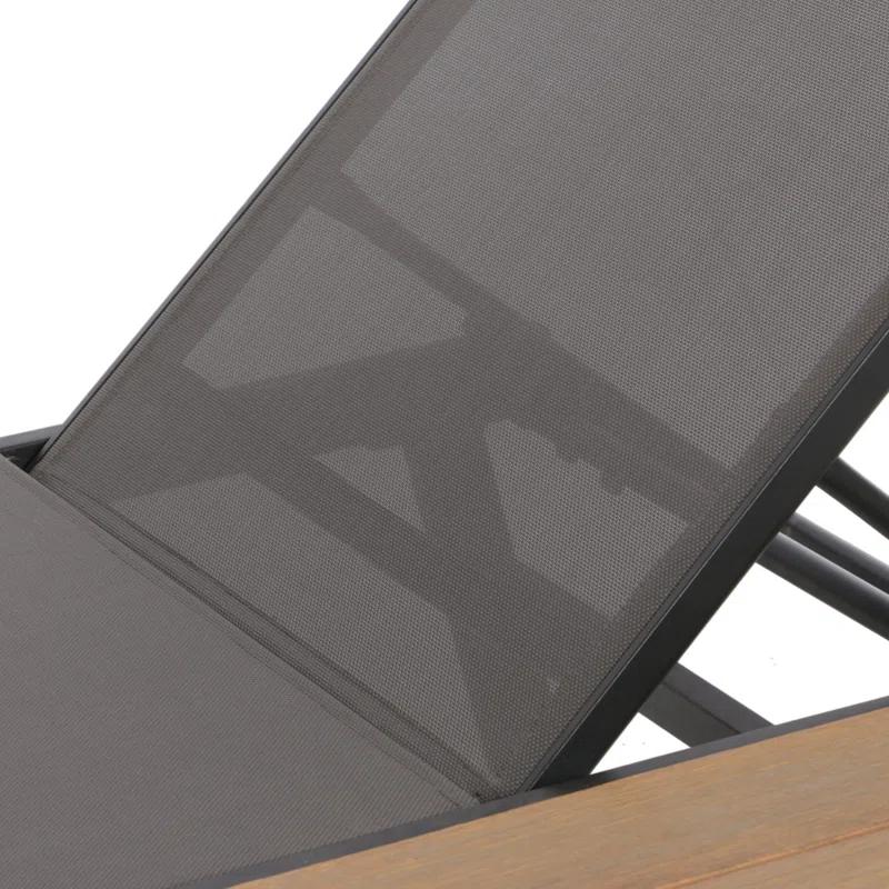 Hokku Designs Waterloo Chaise Lounge With Attached Wood Side Table(Set Of 2)