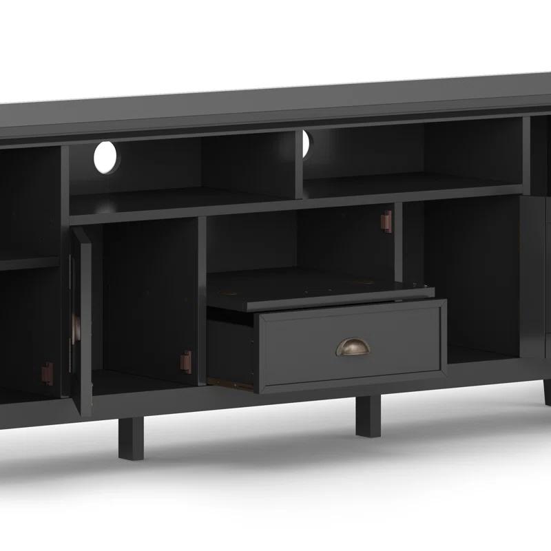 Simpli Home Redmond 72"W Solid Wood TV Stand for TVs up to 80" with Storage Cabinets