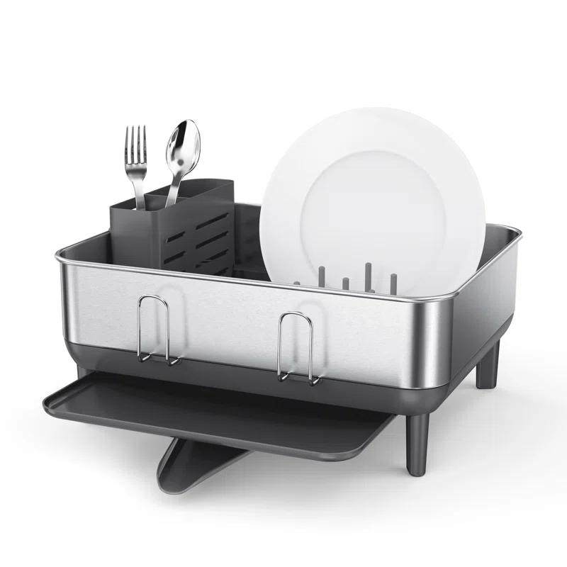 Simplehuman Compact Dish Drying Rack, Brushed Stainless Steel Frame
