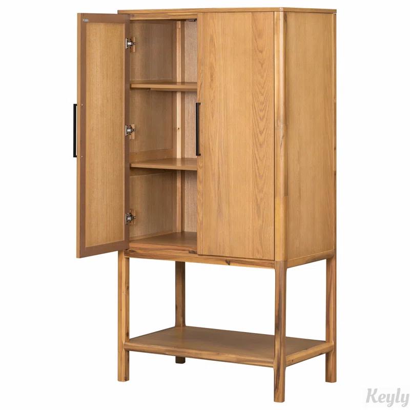 Keyly inc 36.2" W multiple storage functions Oak Veneer Cabinet