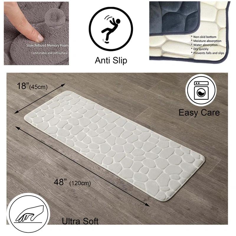 Evideco Pebble Runner Mat - Memory Foam - 48"L x 18"W for Kitchen, Bathroom and more