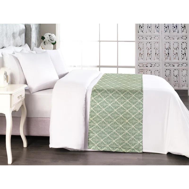Ambesonne Ambesonne Abstract Green Bed Runner Victorian Damask Art Jade Green Pastel Green