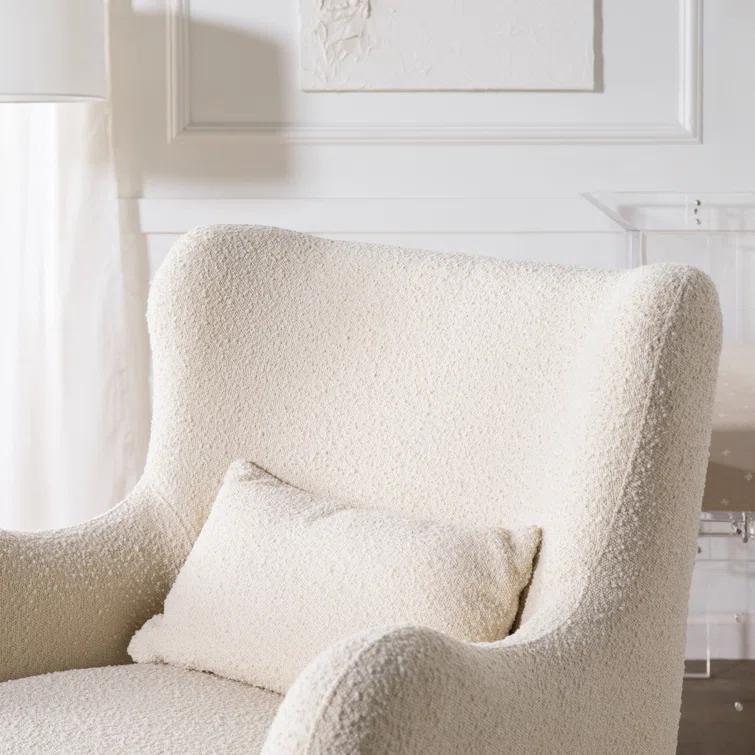 Babyletto x Nursery Works Solstice Ivory Boucle Nursery Glider Chair with Ivory Wood Base