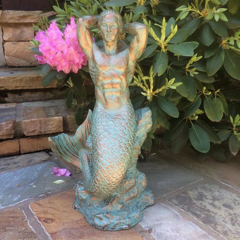 HomeStyles Life's a Beach Sexy Merman Mermaid on Coastal Rock Statue