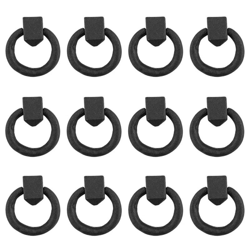 The Renovators Supply Inc. Wrought Iron Cabinet Gate Door Ring Pull Multipack (Set of 12)