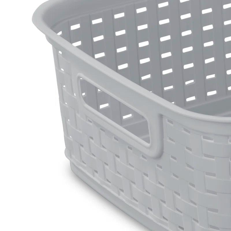 Sterilite Sterilite Short Weave Basket, Decorative Storage Bin, Organize the Closet, Bathroom or Classroom (Set of 6)