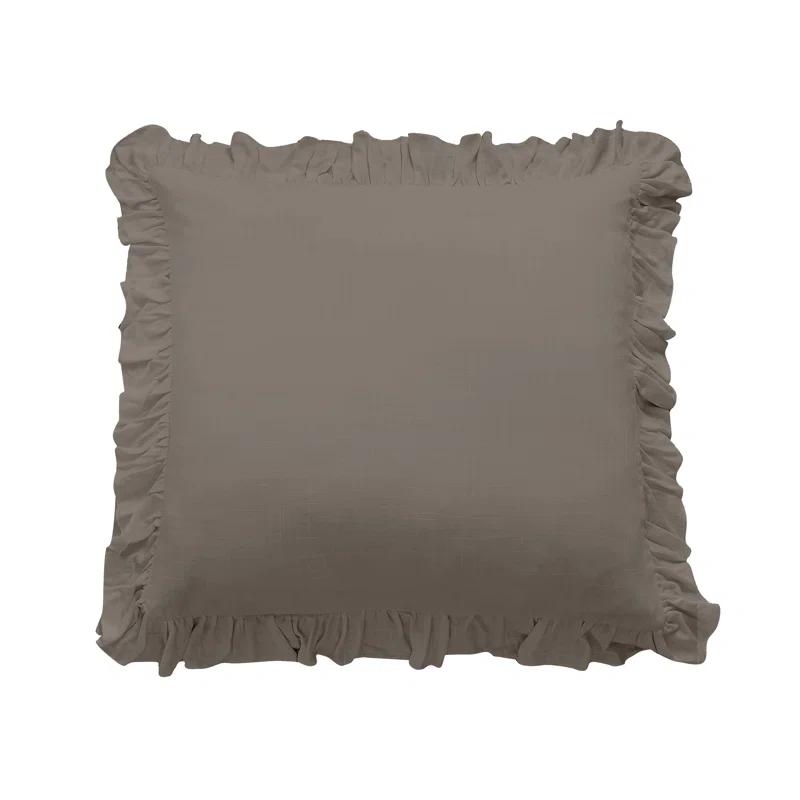 HiEnd Accents Lily Washed Linen Ruffled Classic Chic Romantic Farmhouse Pillow Sham