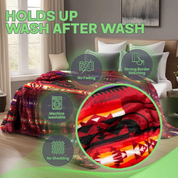 WW Sheets Luxuriously Cozy, Super Warm & Soft Aztec Bed Blanket, Southwestern Style Throw Blanket