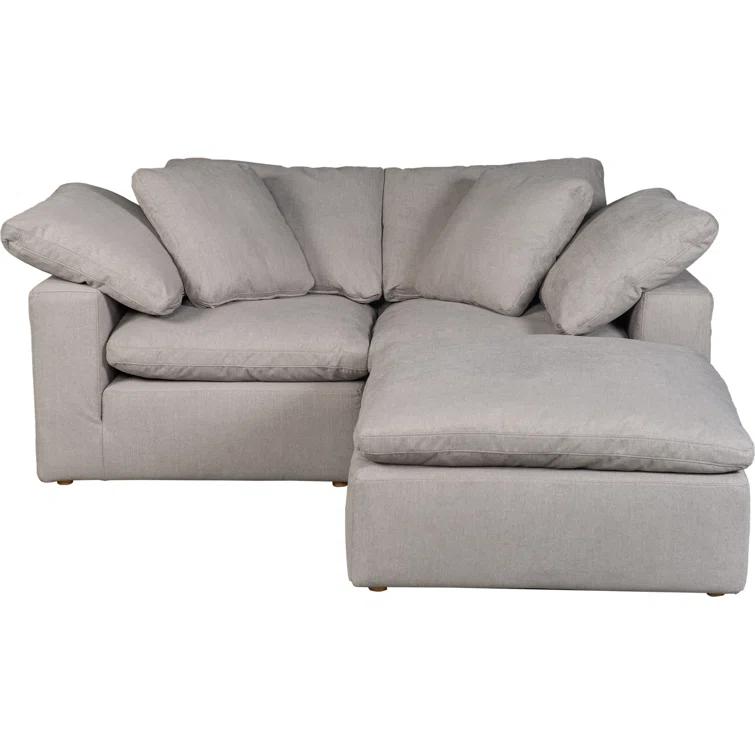 Modular Sectional Sofa - Light Grey Fabric Nook Couch - Home Living Room Seating