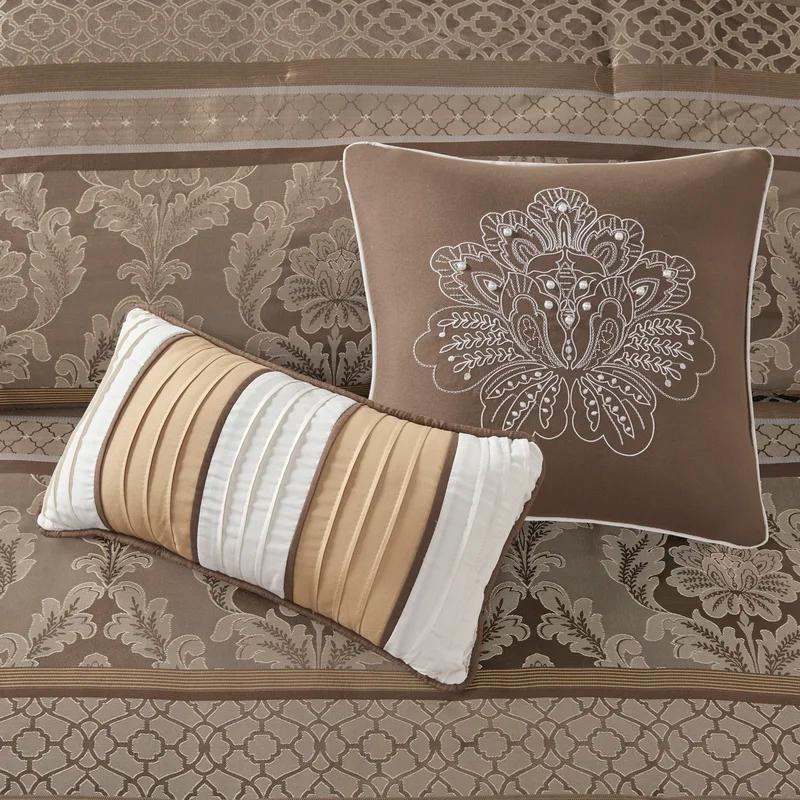 Bellagio Brown and Gold Queen Jacquard Comforter Set