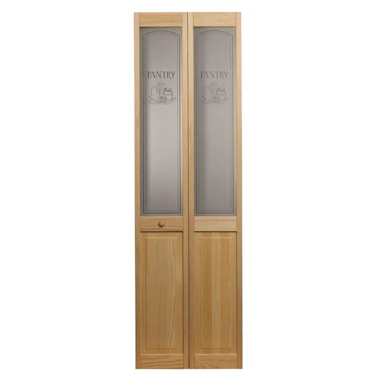LTL Home Products 80'' Solid Wood Glass Unfinished Bi-Fold Door