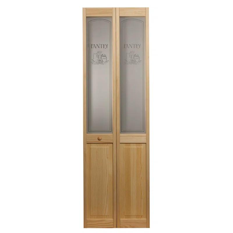 LTL Home Products 80'' Solid Wood Glass Unfinished Bi-Fold Door