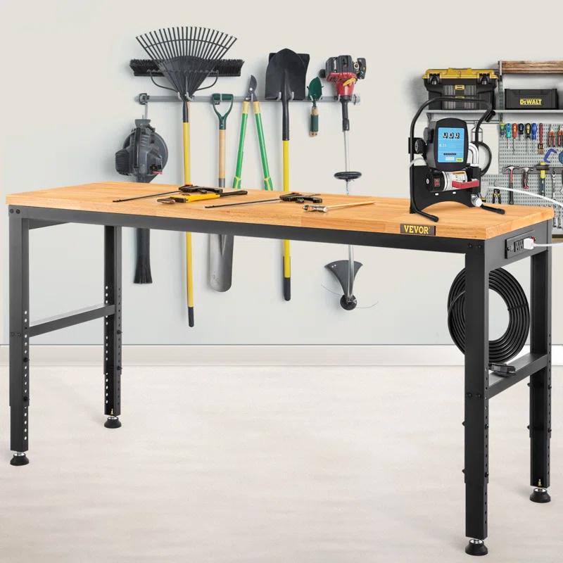 VEVOR 48'' W Wood Top Height-Adjustable Workbench