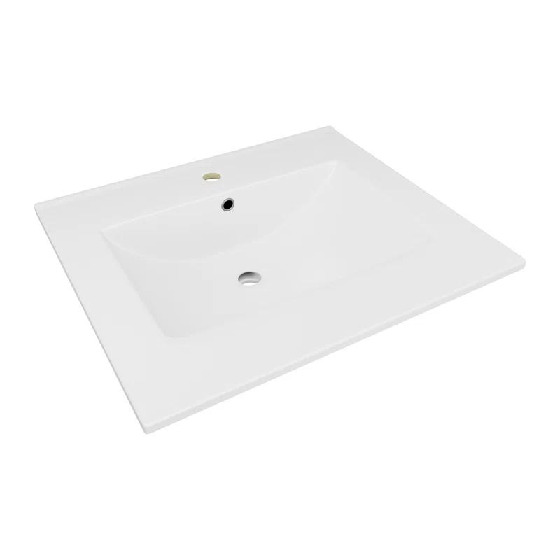Eridanus Dayton 25" W x 22" D Vitreous China Vanity Top Sink in White with Single Faucet Hole (Sink Only)