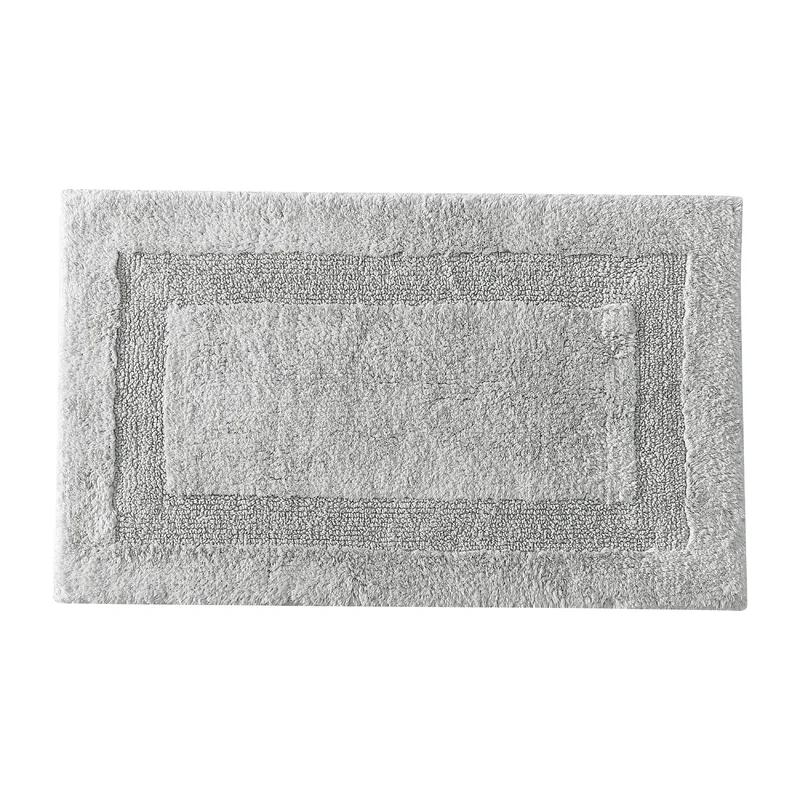 Gray Cotton Reversible Bath Rug with Tufted Design