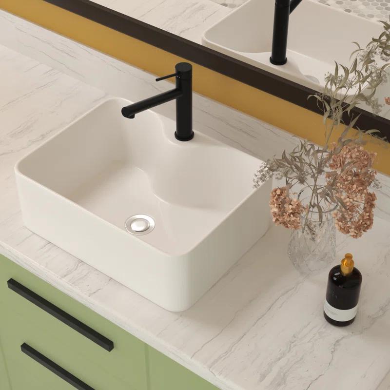 walterwork 16"x12" Ceramic Boat Shape Bathroom Sink