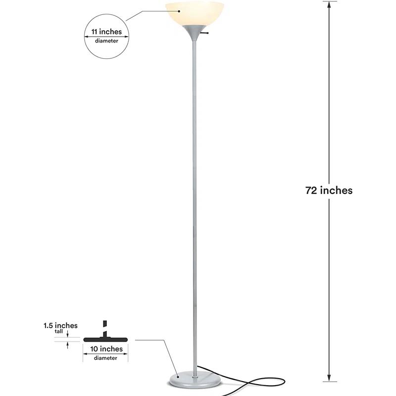 Sky Dome 72 in. Industrial 3-Way Dimming LED Floor Lamp with Plastic Bowl Shade